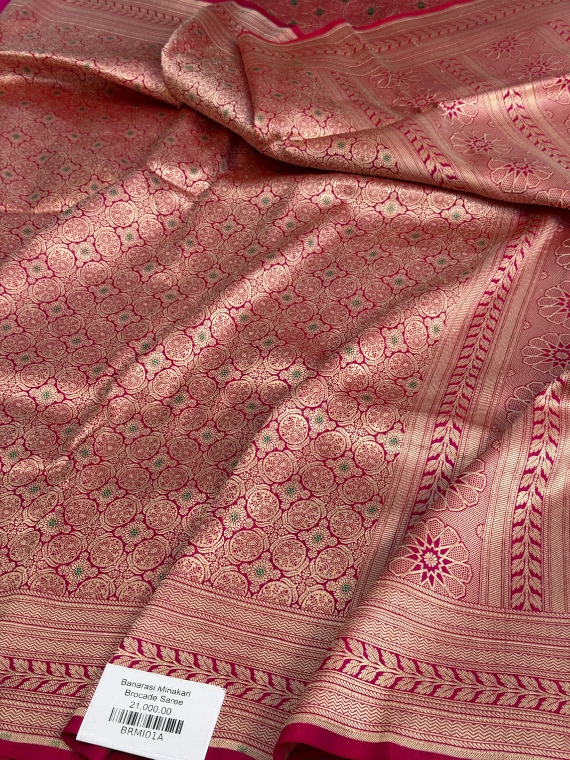 Rani Pink Banarasi Minakari Pure Katan Silk Brocade Saree