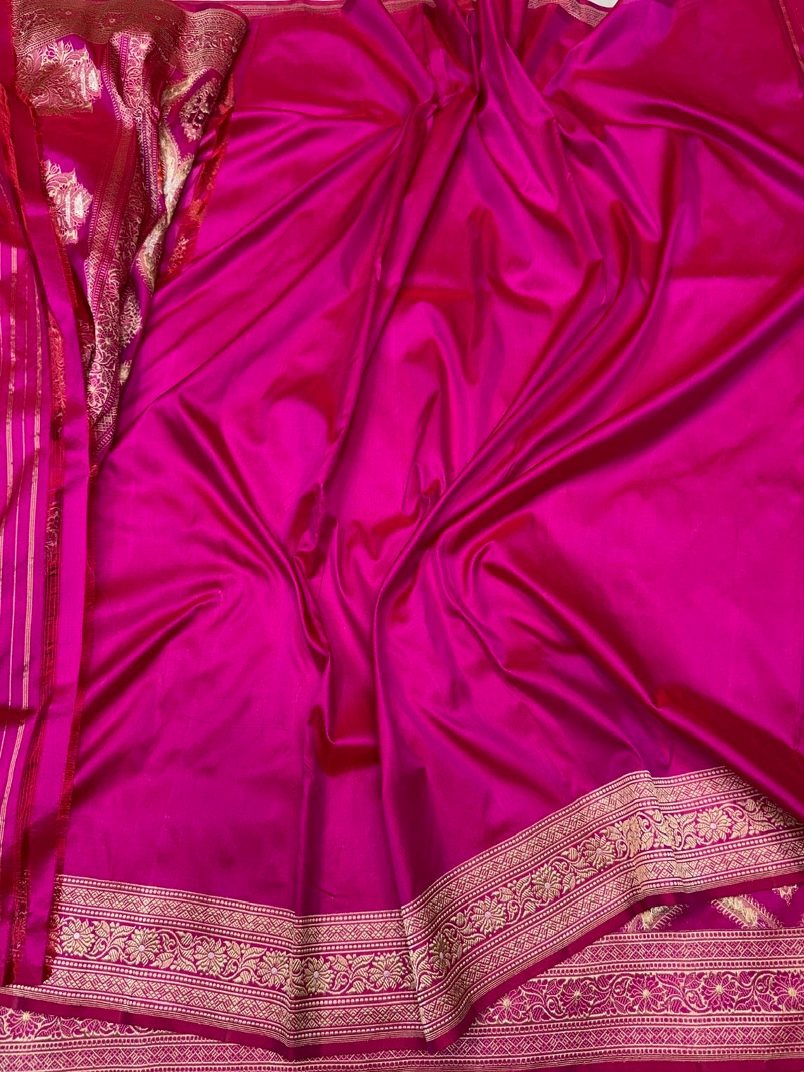 Rani Pink Handwoven Pure Banarasi Silk Saree