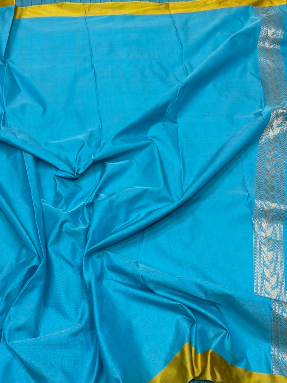 Sky Blue Handwoven Pure Banarasi Silk Saree with Satin Border