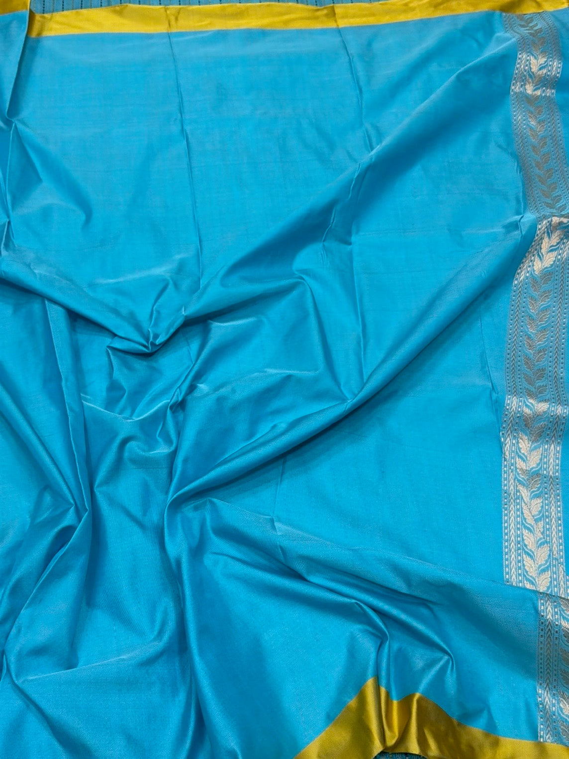Sky Blue Handwoven Pure Banarasi Silk Saree with Satin Border