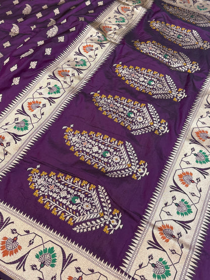 Banarasi Pure Minakari Paithni Border Saree