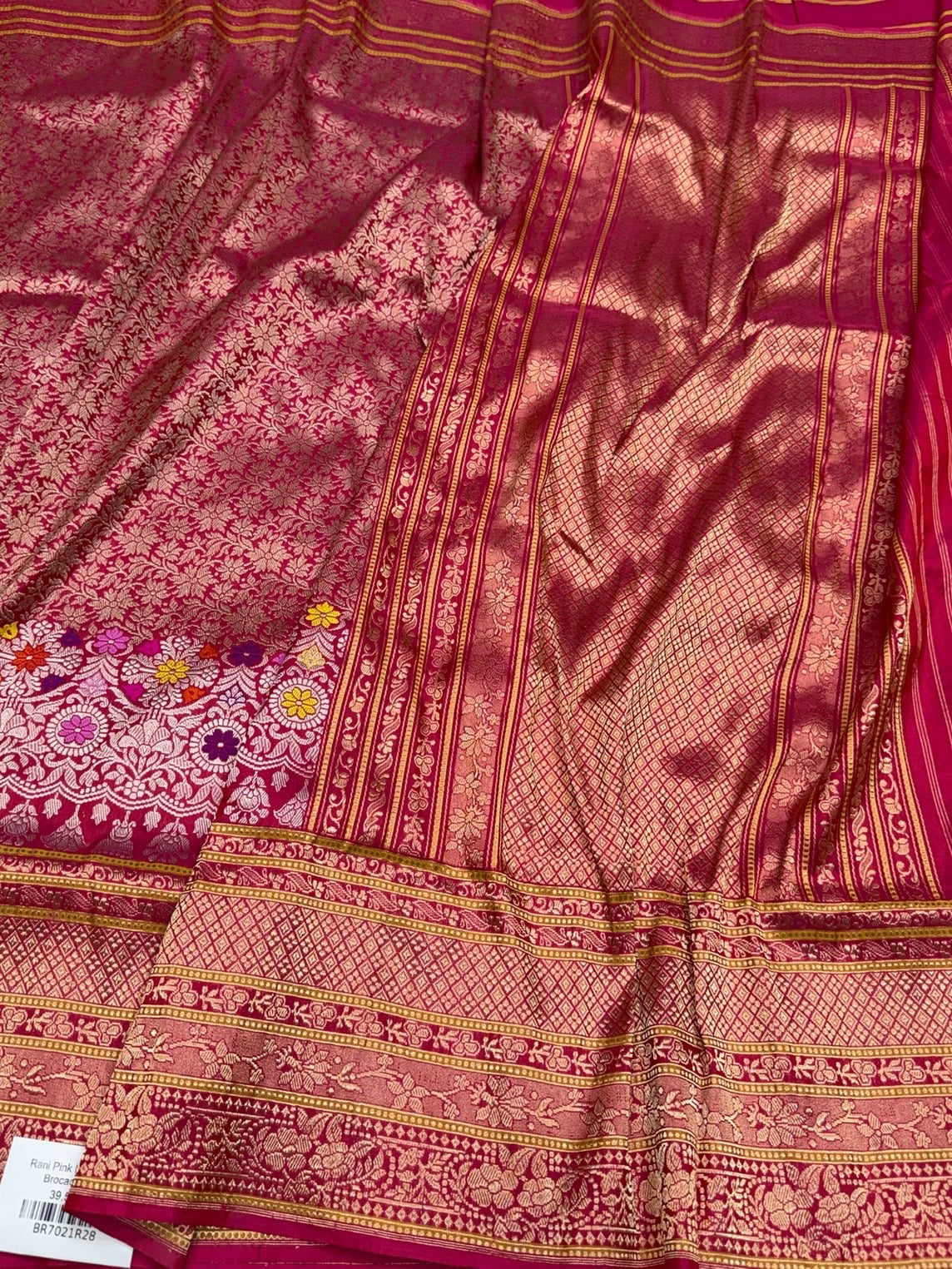 Rani Pink Handwoven Pure Banarasi Silk Saree