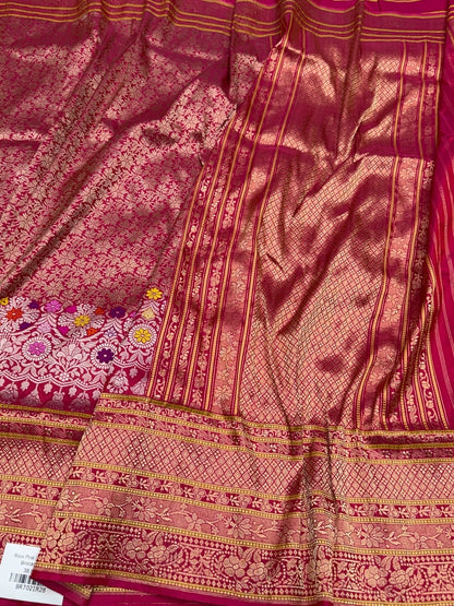 Rani Pink Handwoven Pure Banarasi Silk Saree