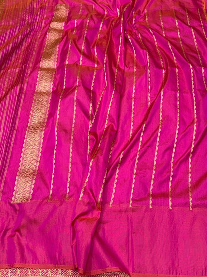 Beige/Pink Ektara Handwoven Pure Silk Saree