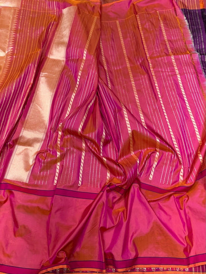 Wine Handwoven Pure Banarasi Ektara Silk Saree