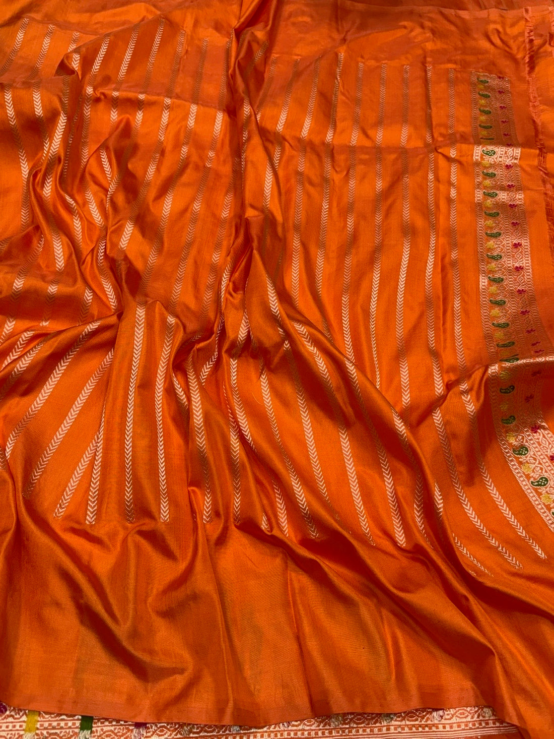 Orange Pure Banarasi Ektara Silk Saree
