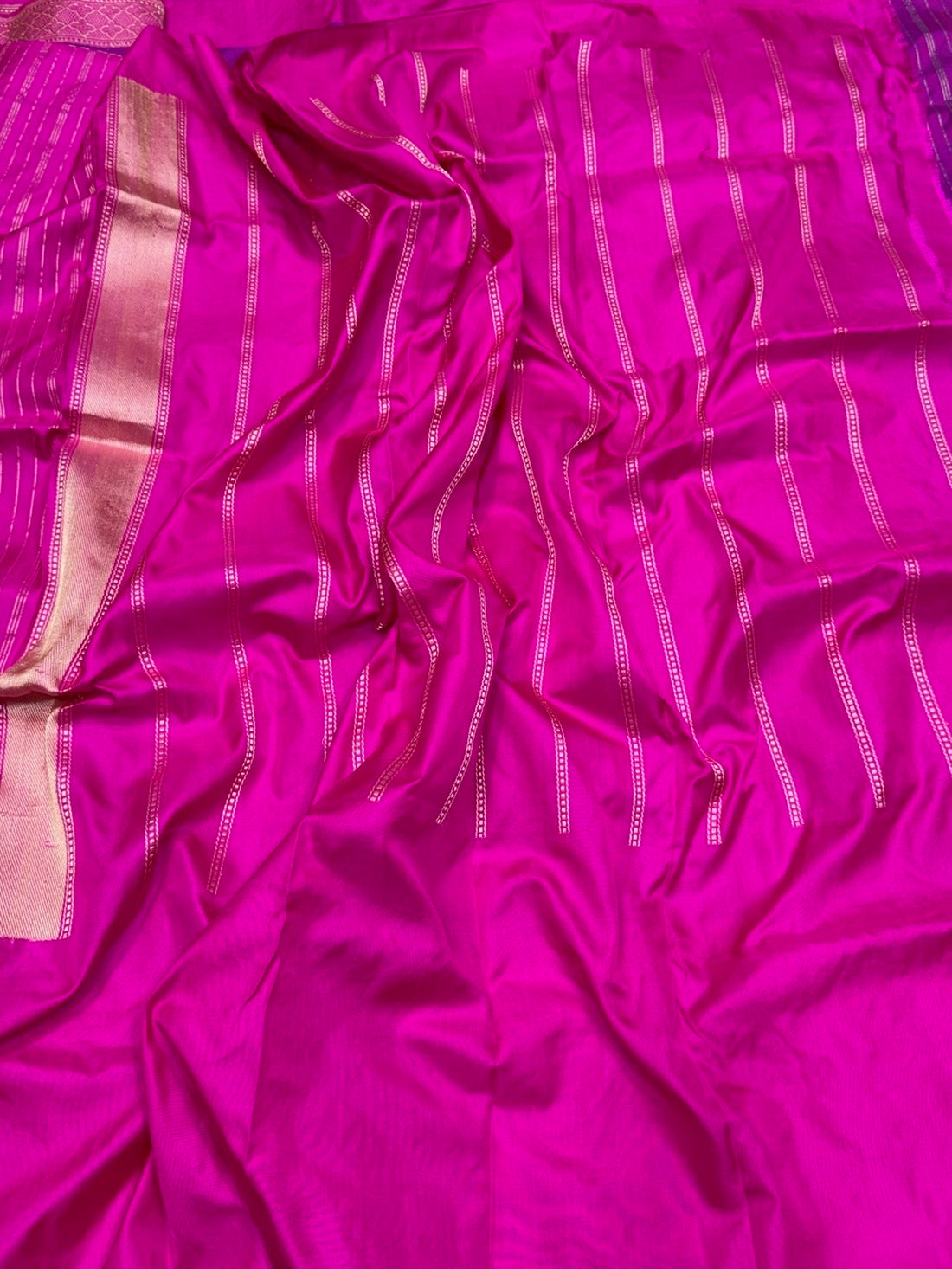 Magenta Pink Handwoven Pure Banarasi Ektara Silk Saree