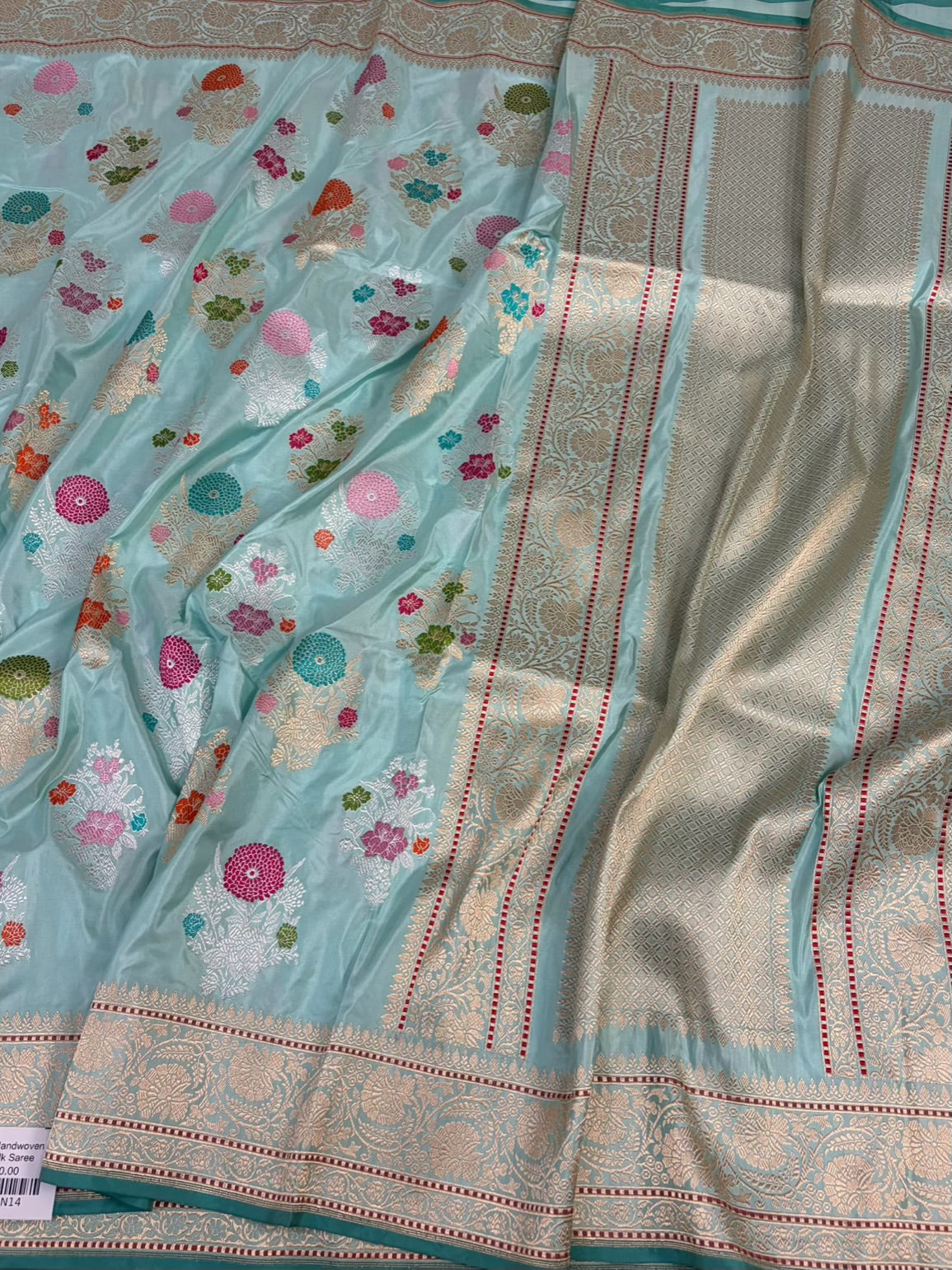 Sky Blue Handwoven Pure Banarasi Katan Silk Saree