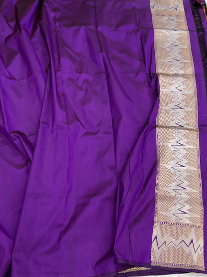 Purple Handwoven Pure Banarasi Silk Saree