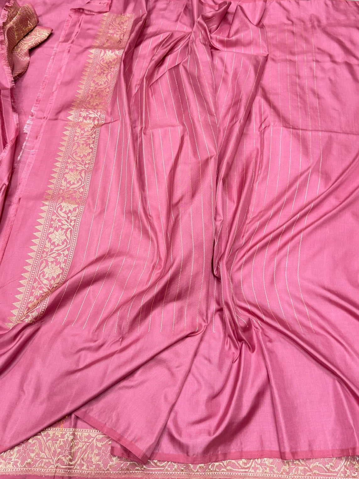 Gajiri Pink Handwoven Pure Banarasi Ektara Silk Saree