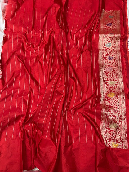 White Handwoven Pure Banarasi Silk Saree
