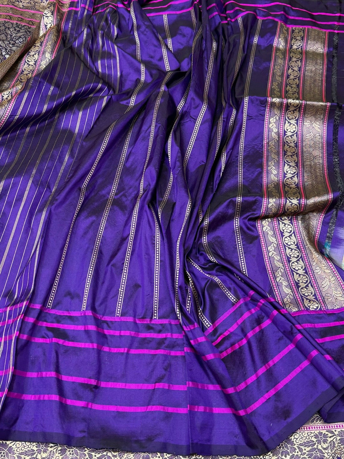 Purple Handwoven Pure Banarasi Silk Saree