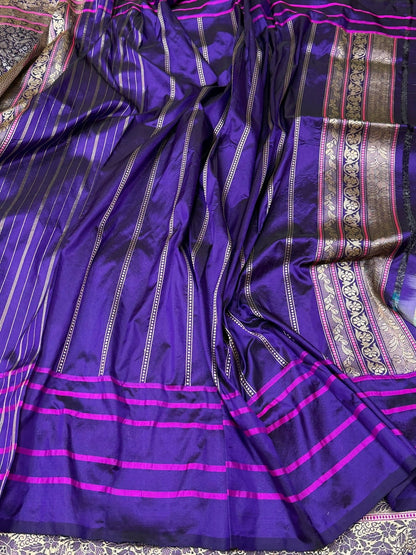 Purple Handwoven Pure Banarasi Silk Saree