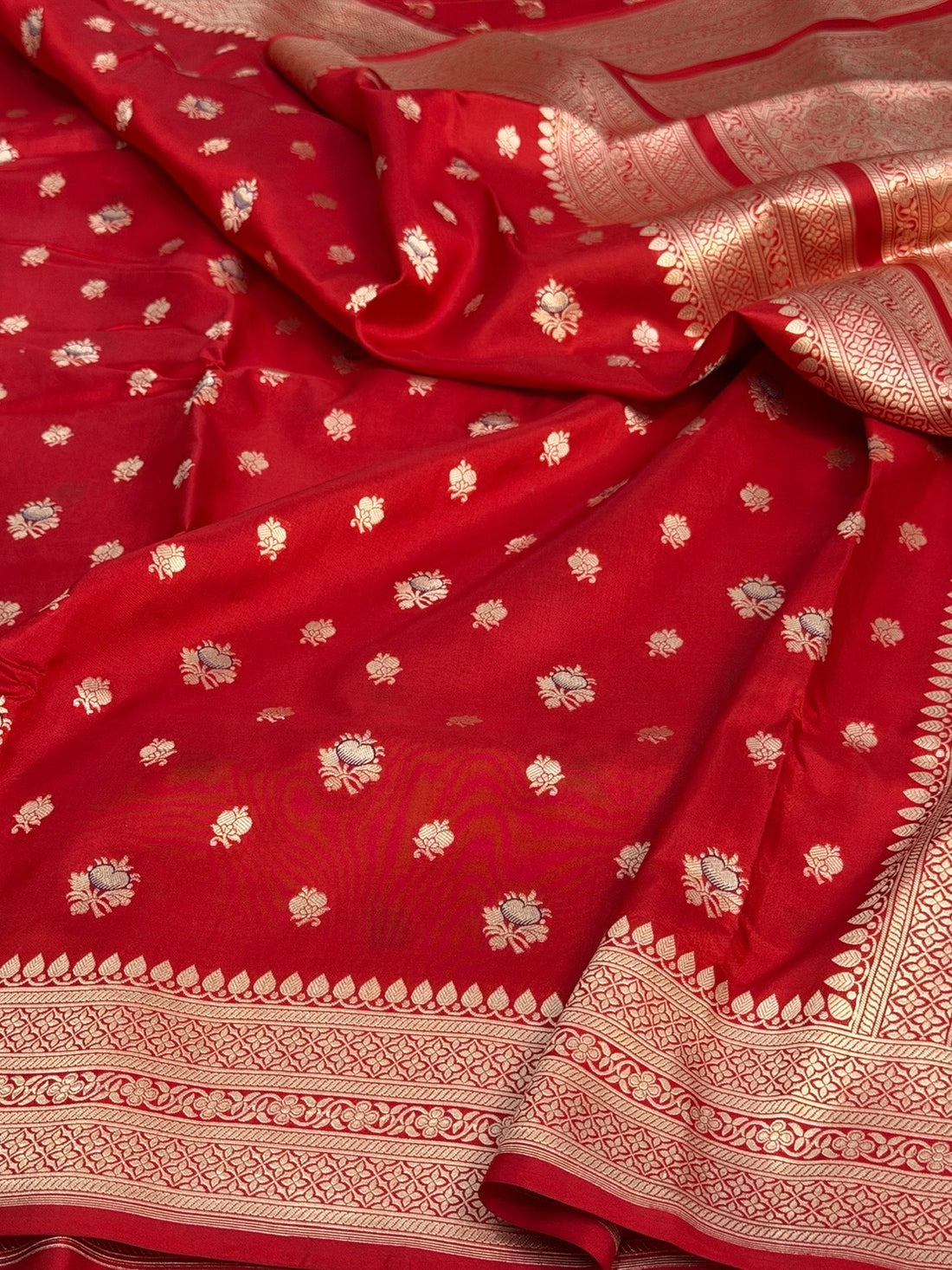 Red Banarasi Minakari Pure Katan Silk Saree