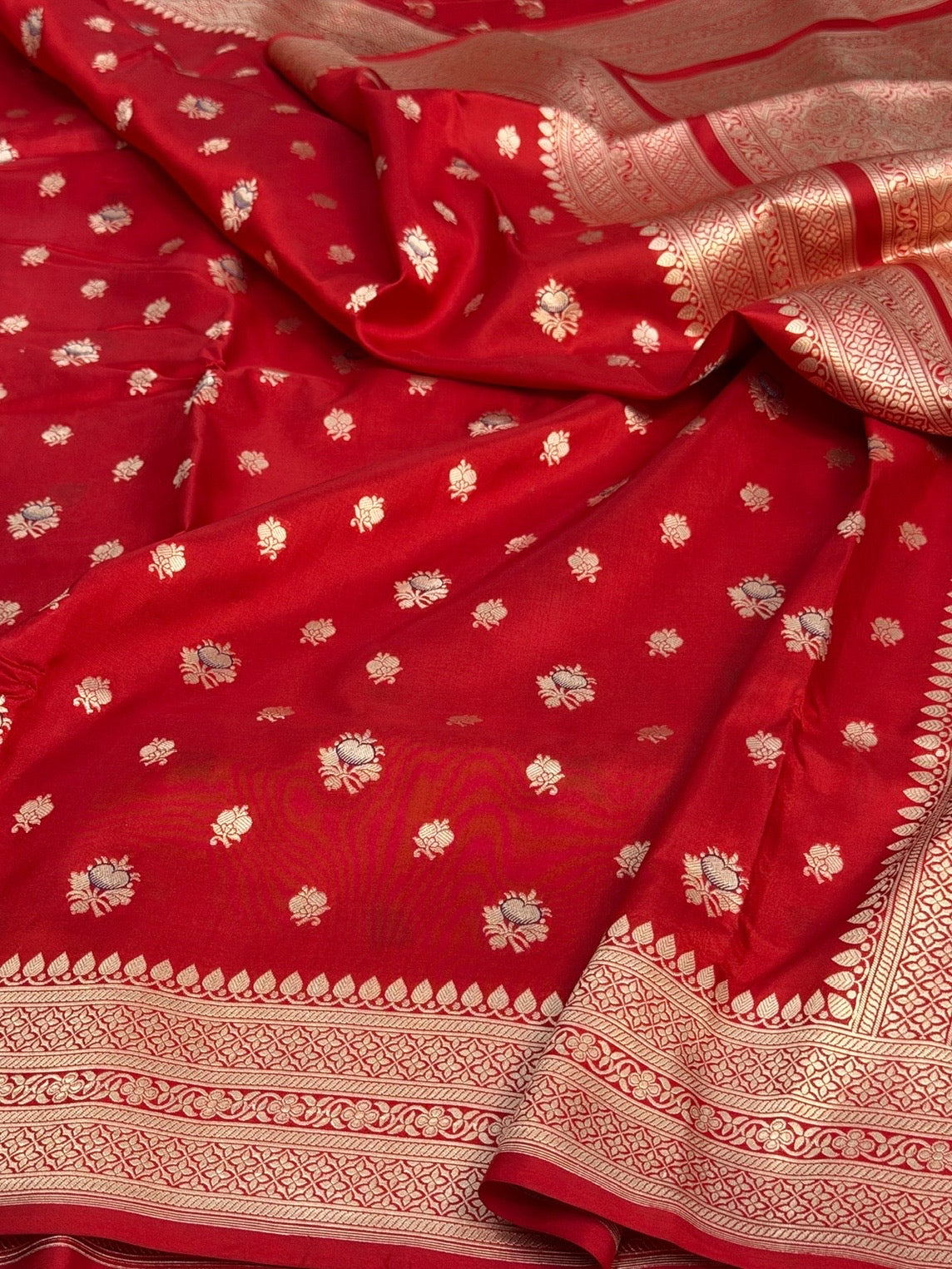 Red Banarasi Minakari Pure Katan Silk Saree