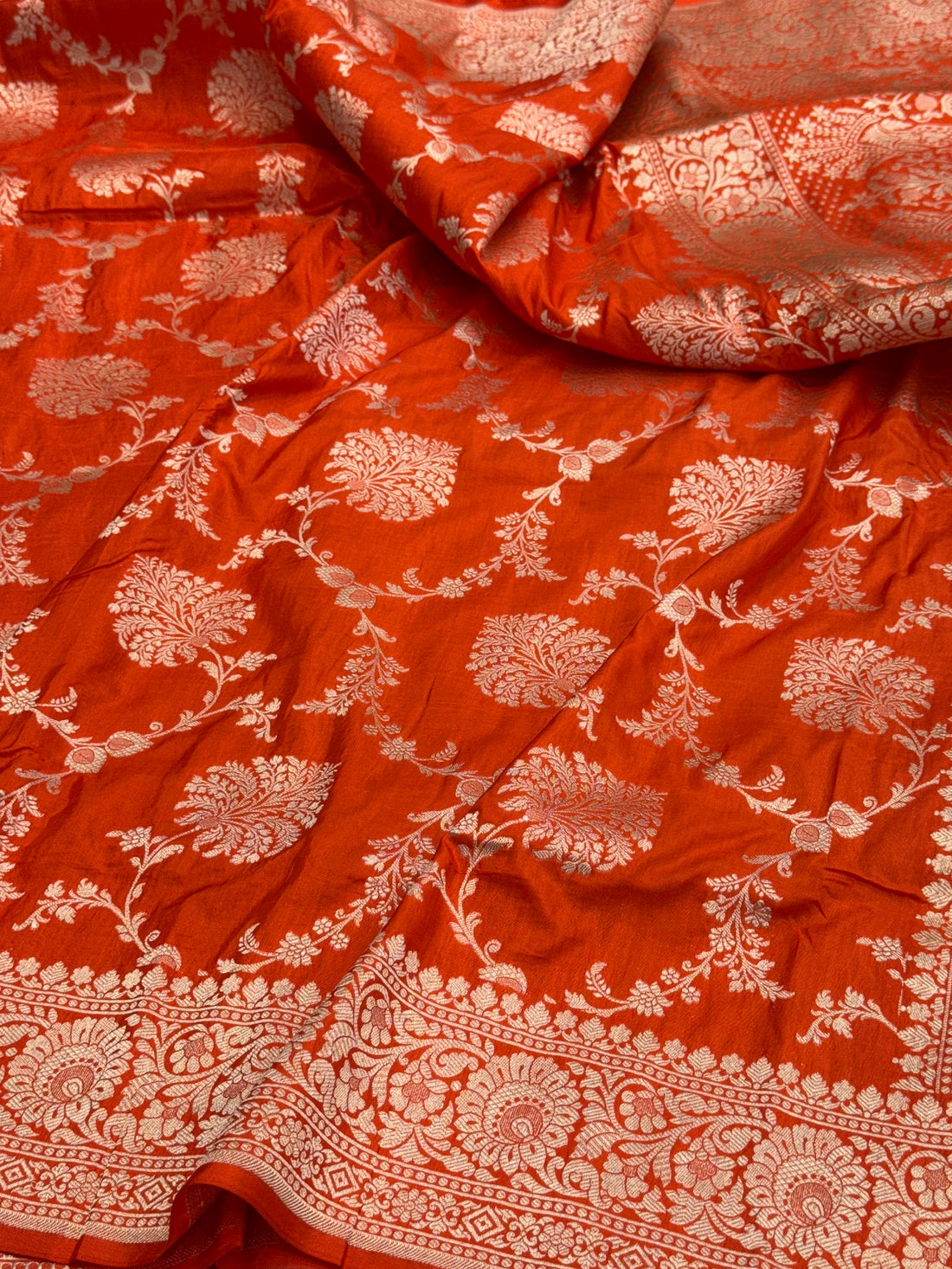 Orange Pure Banarasi Silk Saree