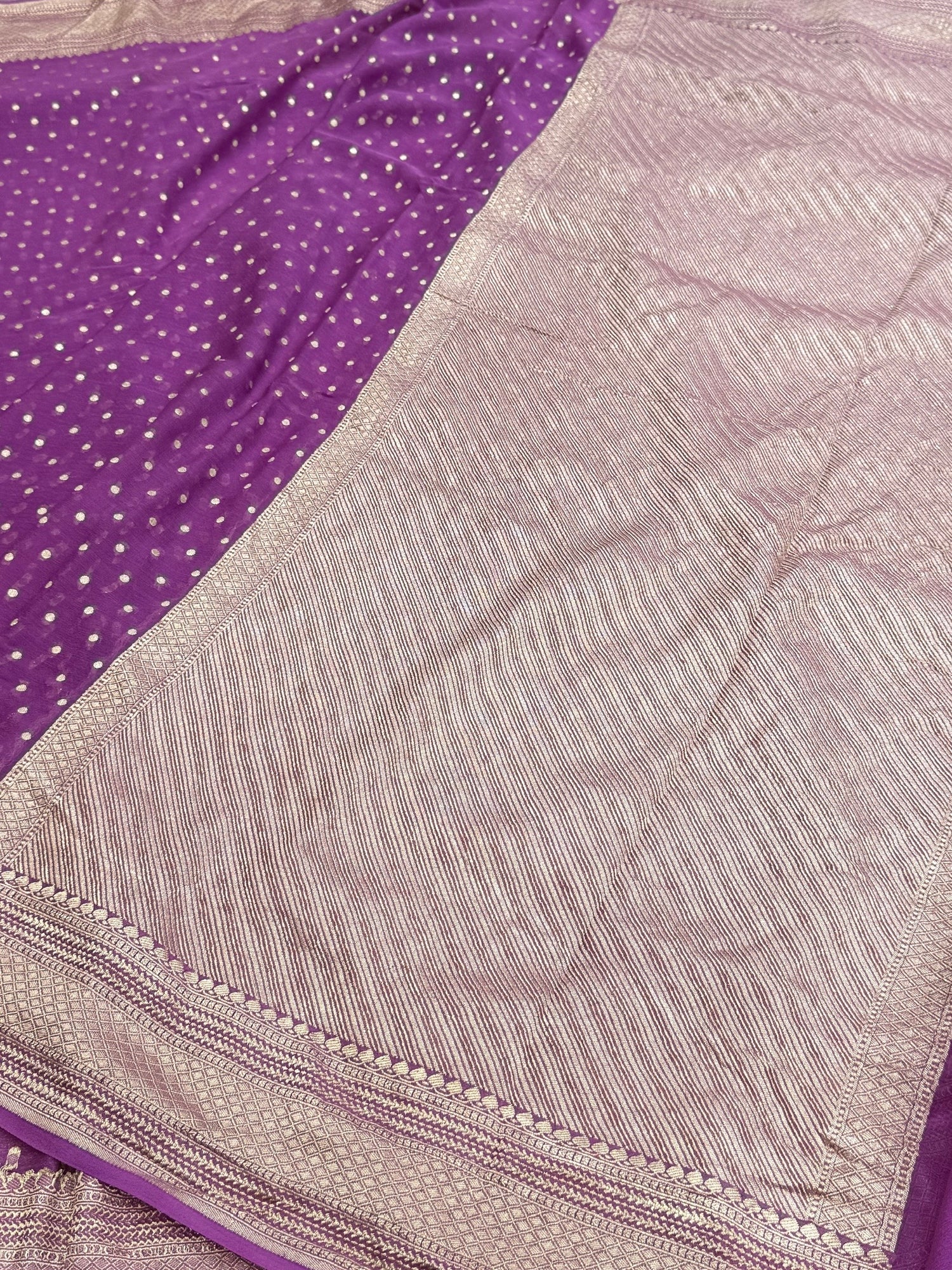 Lavender Pure Banarasi Chiffon Georgette Saree