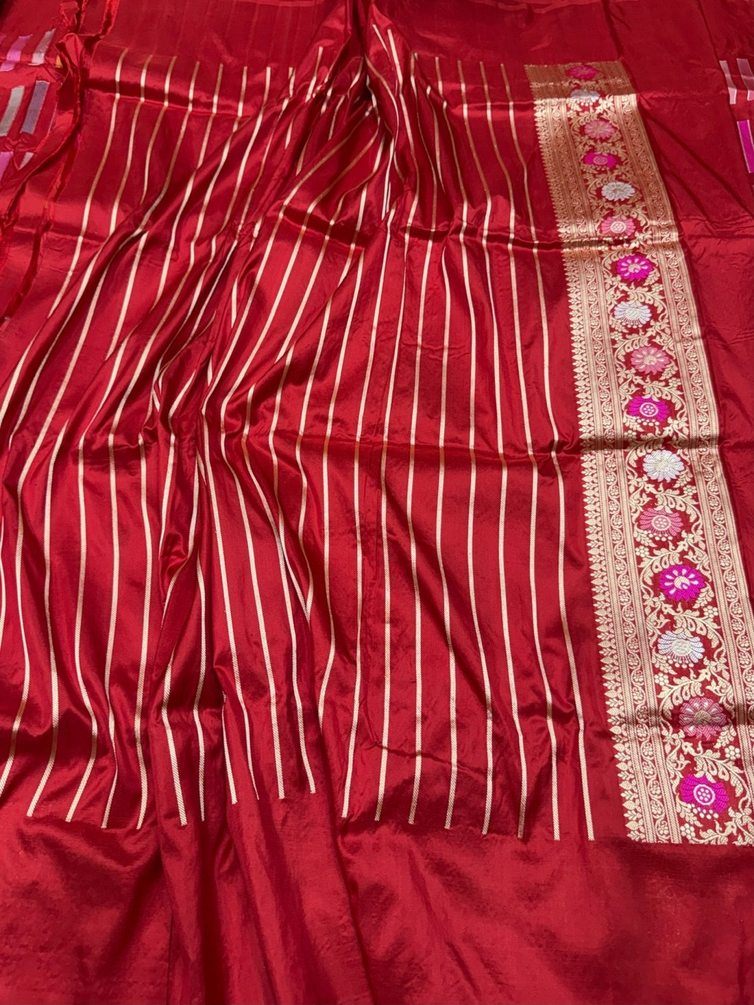 Red Handwoven Pure Banarasi Rangkaat Silk Saree