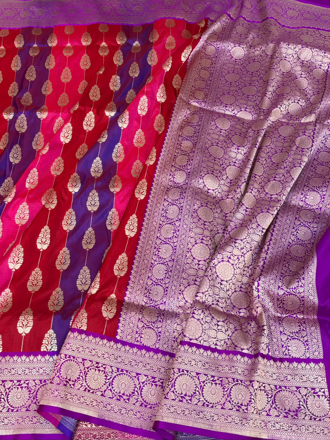 Purple Banarasi Pure Silk Rangkaat  Saree