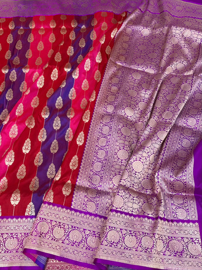 Purple Banarasi Pure Silk Rangkaat  Saree