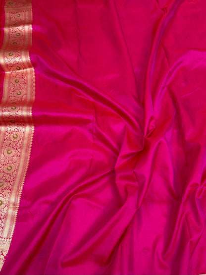 Rani Pink Banarasi Minakari Pure Katan Silk Saree