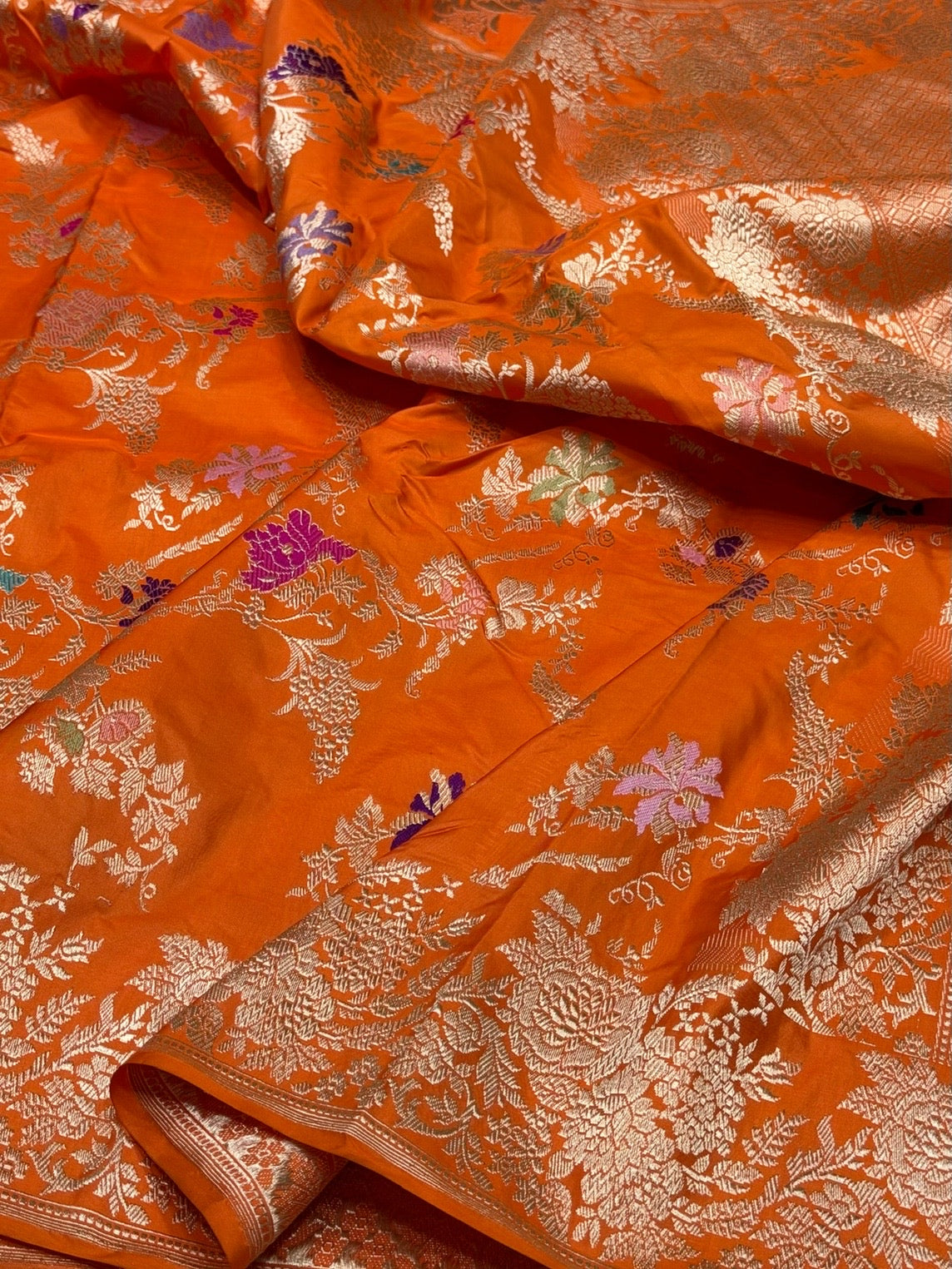 Orange Handwoven Pure Banarasi Silk Saree
