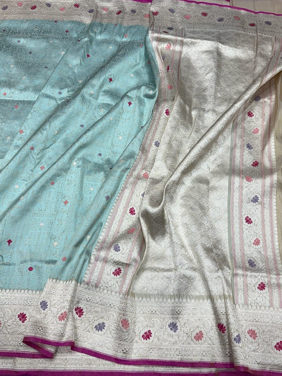 Handwoven Pure Banarasi Tissue Silk Saree – Kadwa Weave in 100% Tissue Silk
