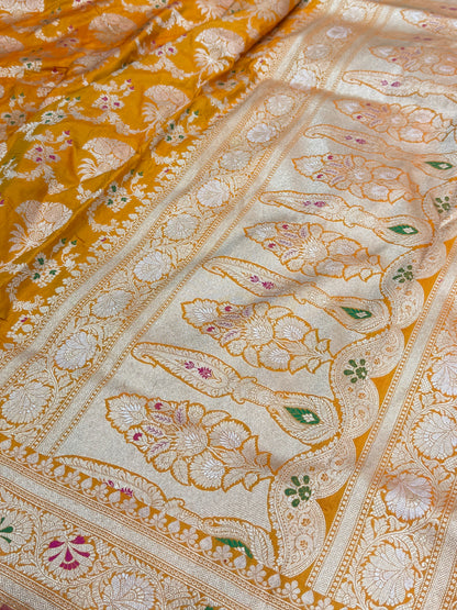 Orange Minakari Pure Banarasi Silk Saree