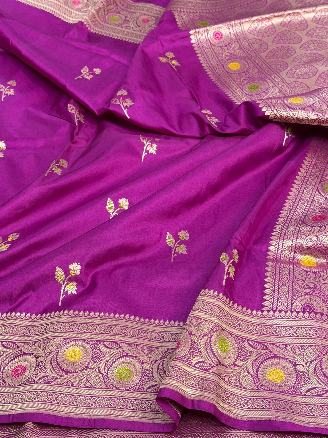 Magenta Pink Handwoven Pure Banarasi Silk Saree