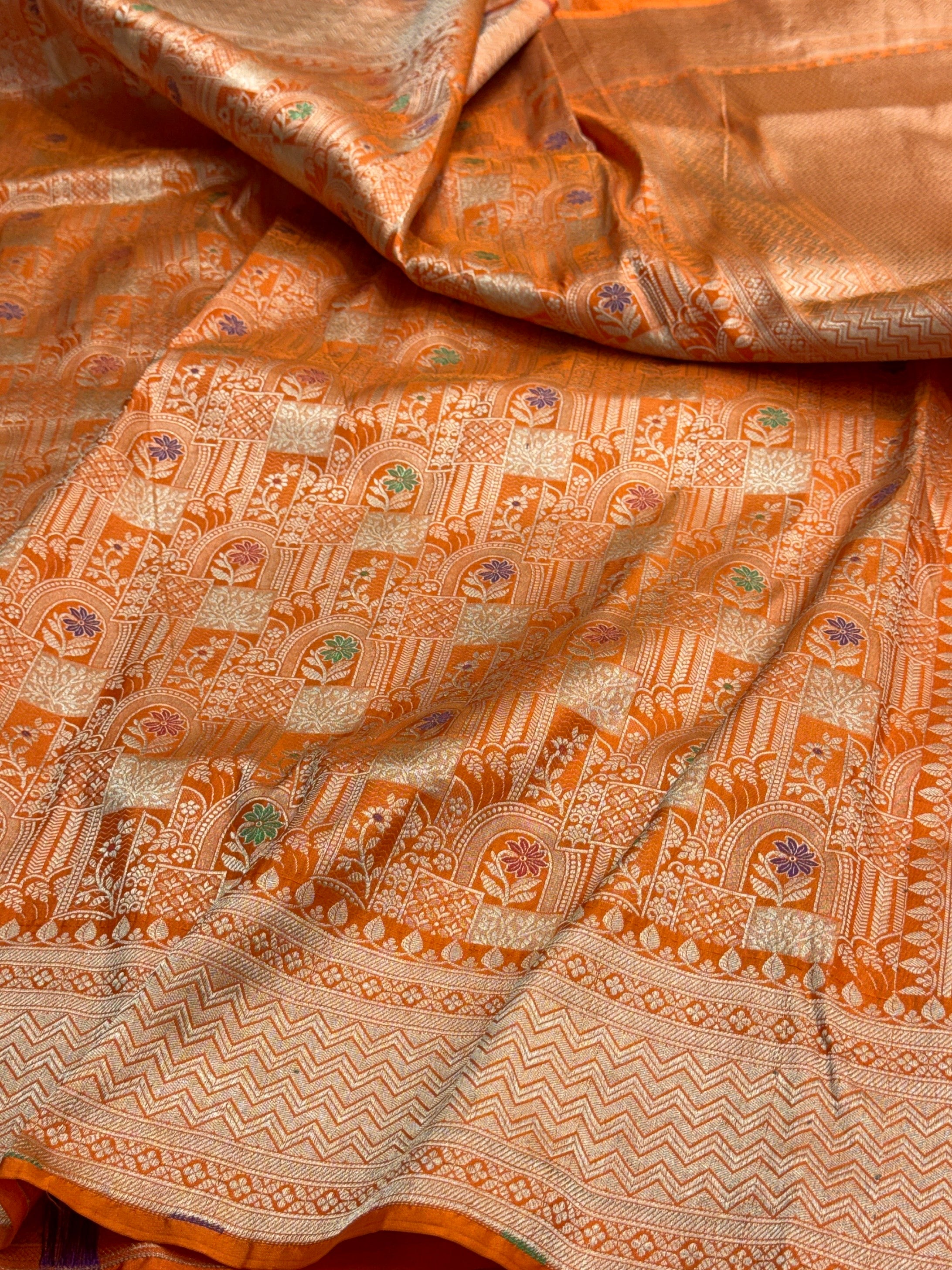 Banarasi Minakari Pure Silk Brocade Saree | 100% Pure Katan Silk