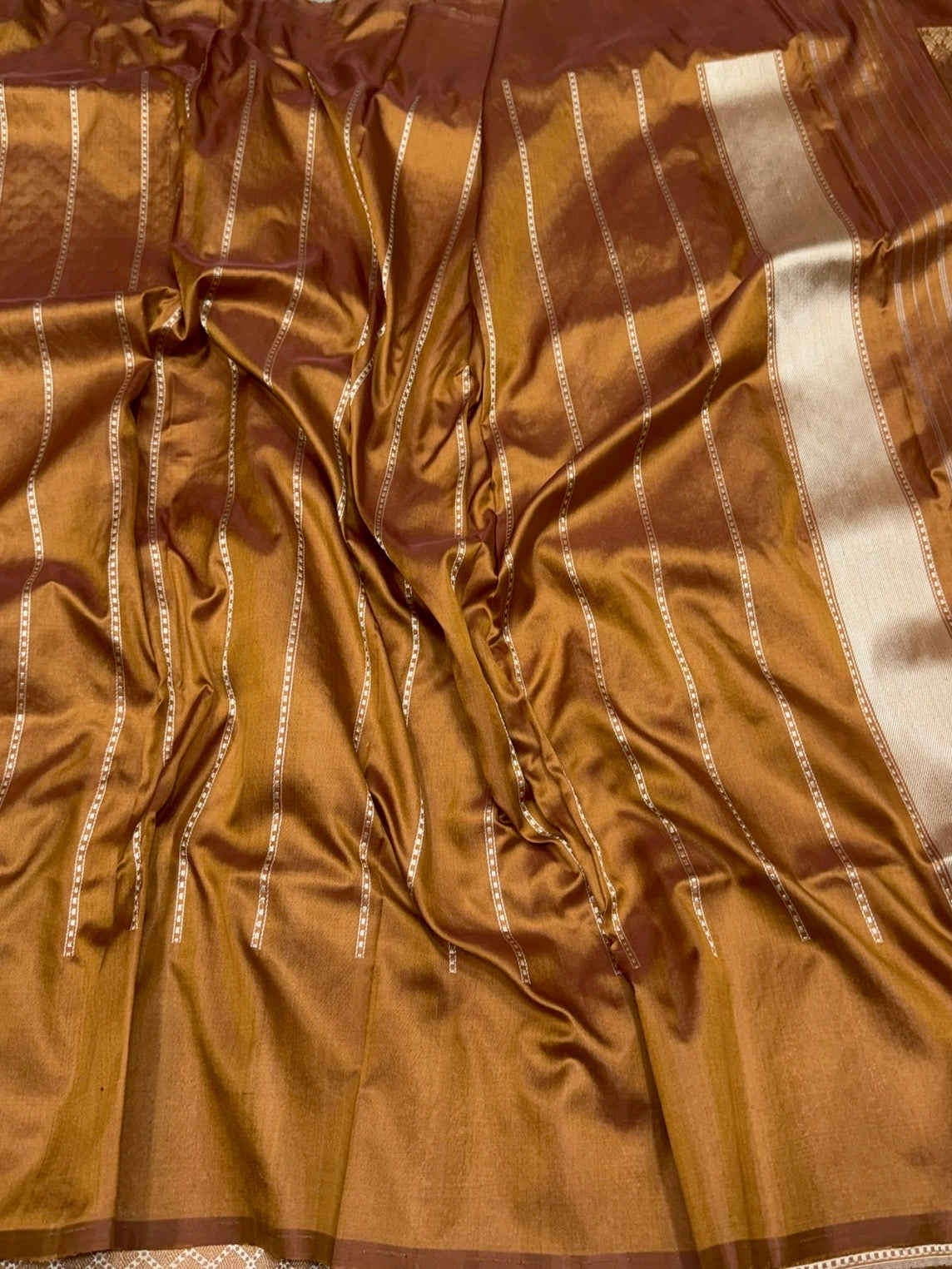 Copper Brown Handwoven Pure Banarasi Silk Saree