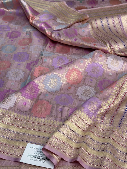 Lavender Handwoven Pure Banarasi Rangkaat Silk Saree