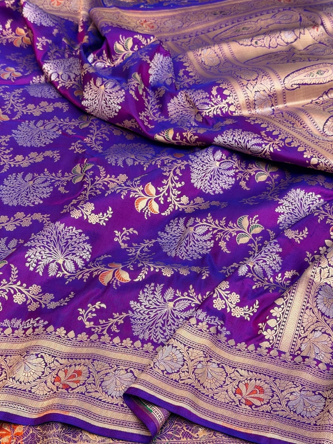 Purple Banarasi Minakari Pure Katan Silk Saree