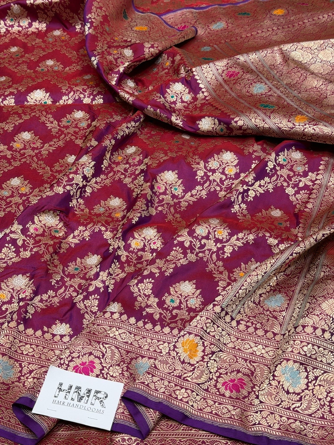 Majenta Pink Handwoven Pure Banarasi Silk Saree