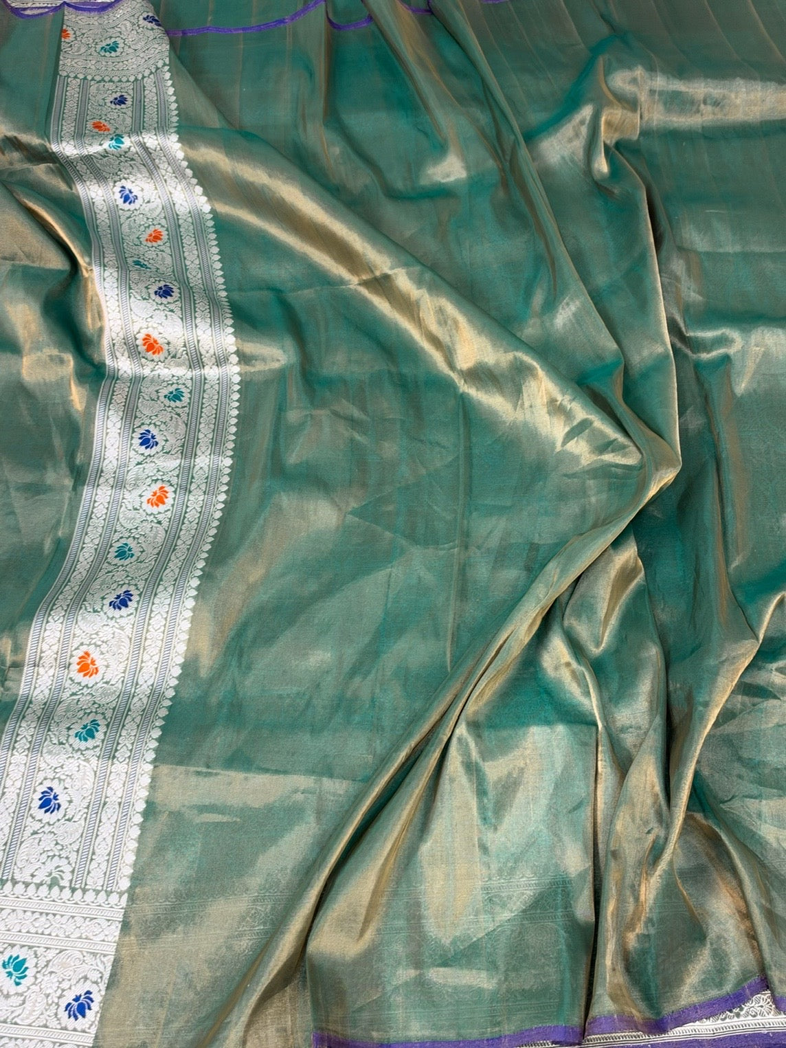 Sky Blue Handwoven Banarasi Pure Tissue Silk Brocade Saree
