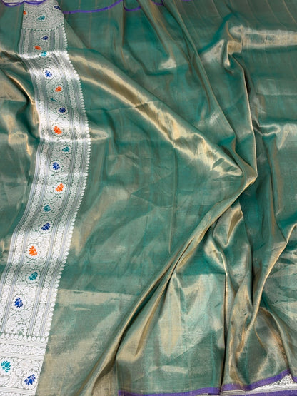 Sky Blue Handwoven Banarasi Pure Tissue Silk Brocade Saree