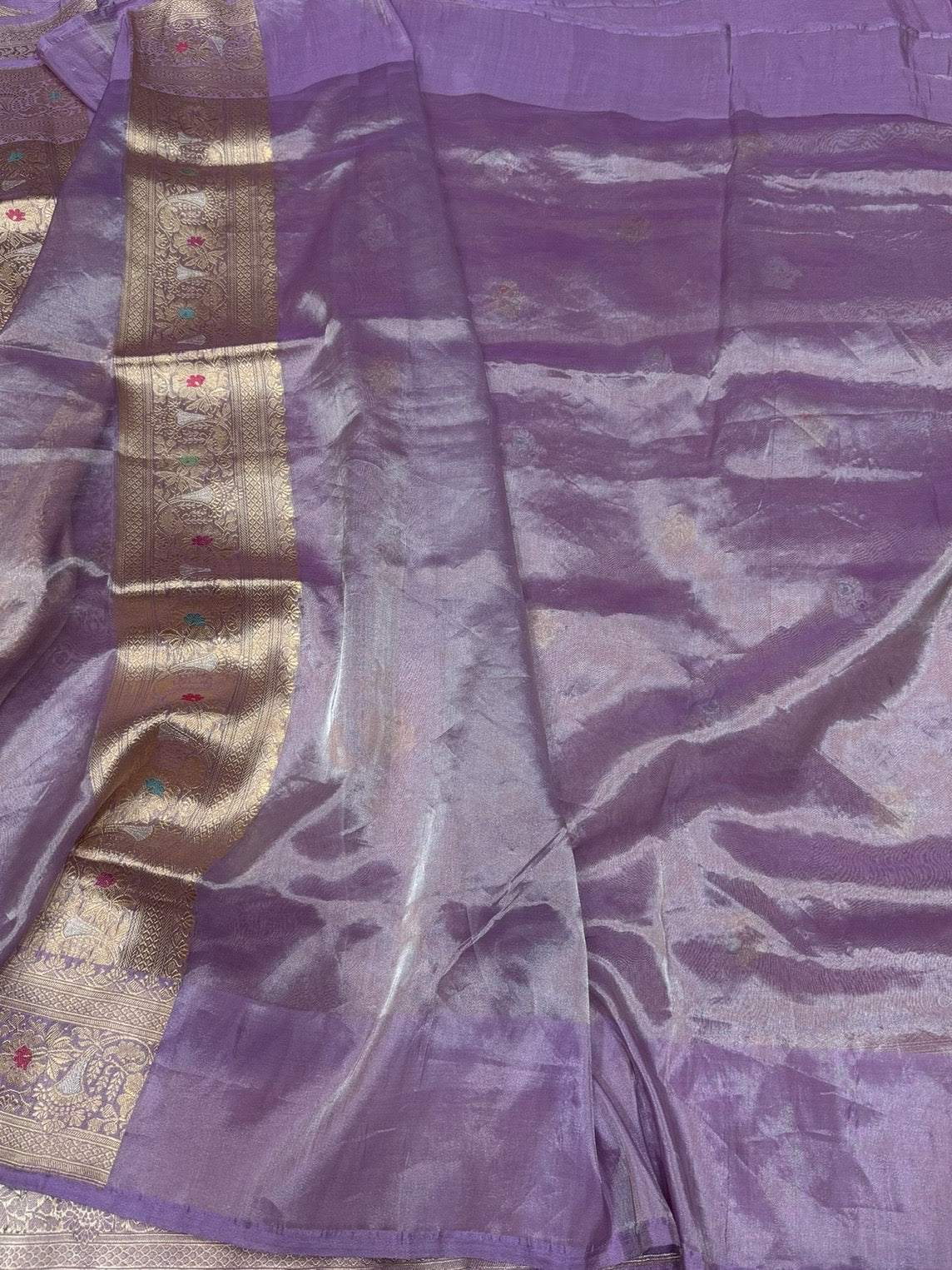 Lavender Handwoven Pure Banarasi Tissue Saree