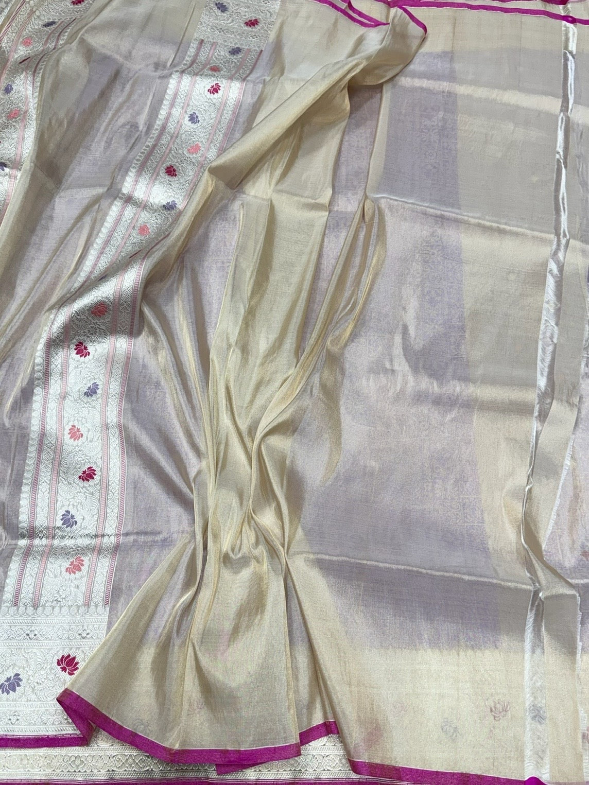 Handwoven Pure Banarasi Tissue Silk Saree – Kadwa Weave in 100% Tissue Silk