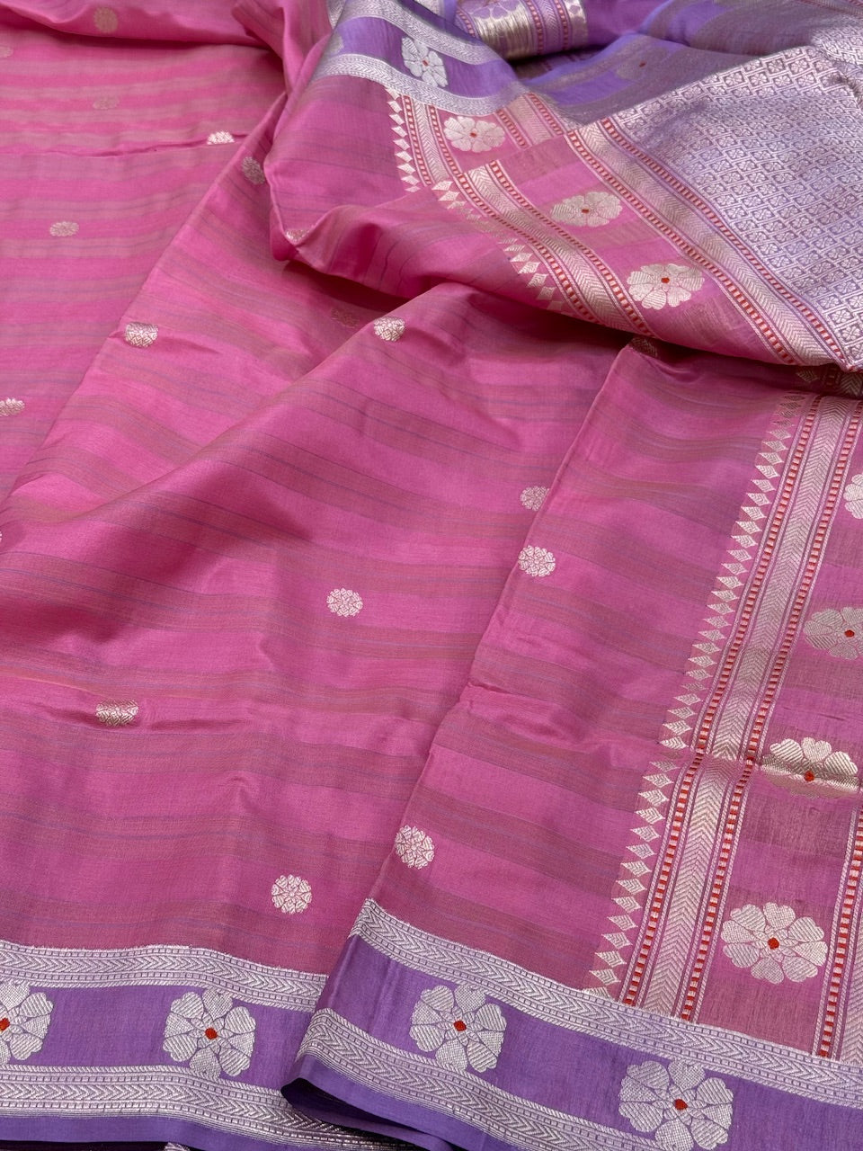 Handwoven Pure Kora Katan Silk Saree