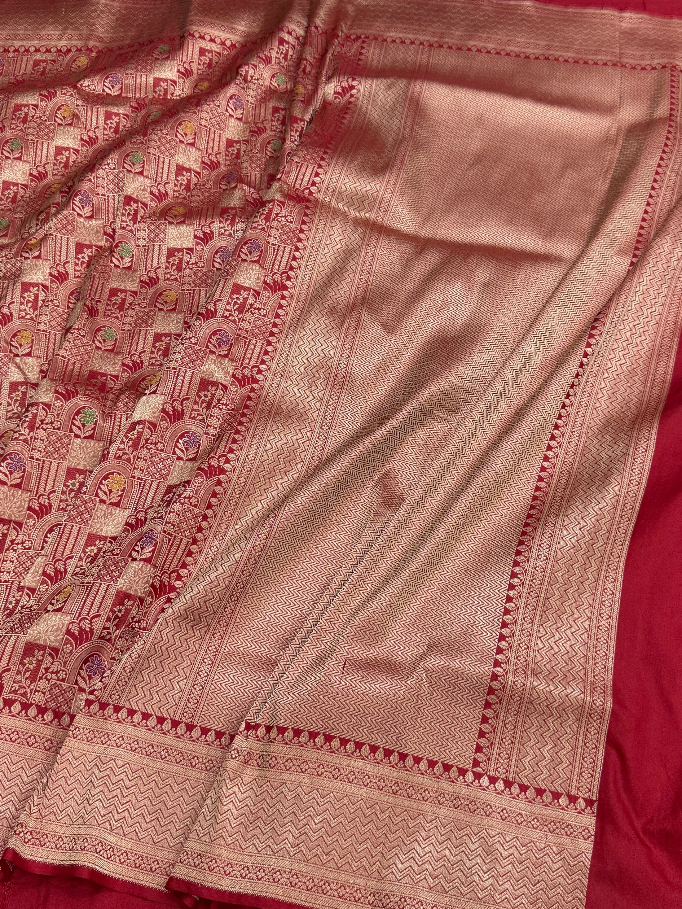 Banarasi Minakari Pure Silk Brocade Saree | 100% Pure Katan Silk