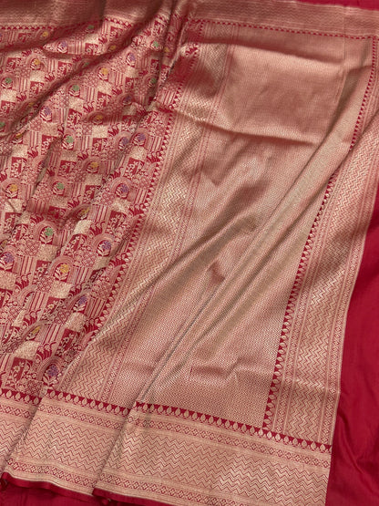Banarasi Minakari Pure Silk Brocade Saree | 100% Pure Katan Silk