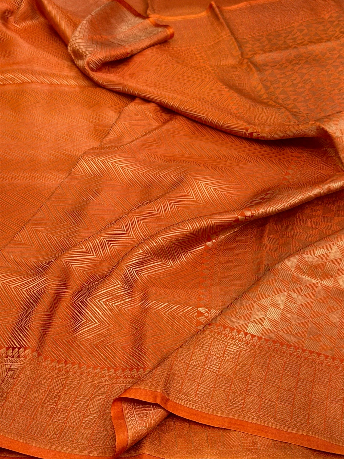 Orange Banarasi Pure Mashru Brocade Saree
