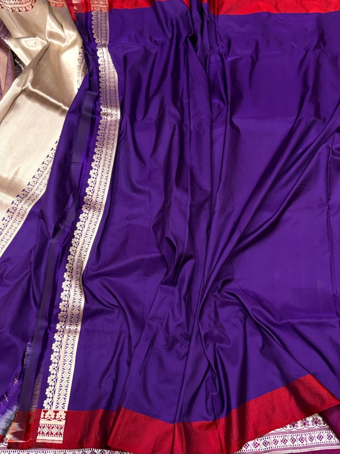 Purple Handwoven Pure Banarasi Brocade Saree
