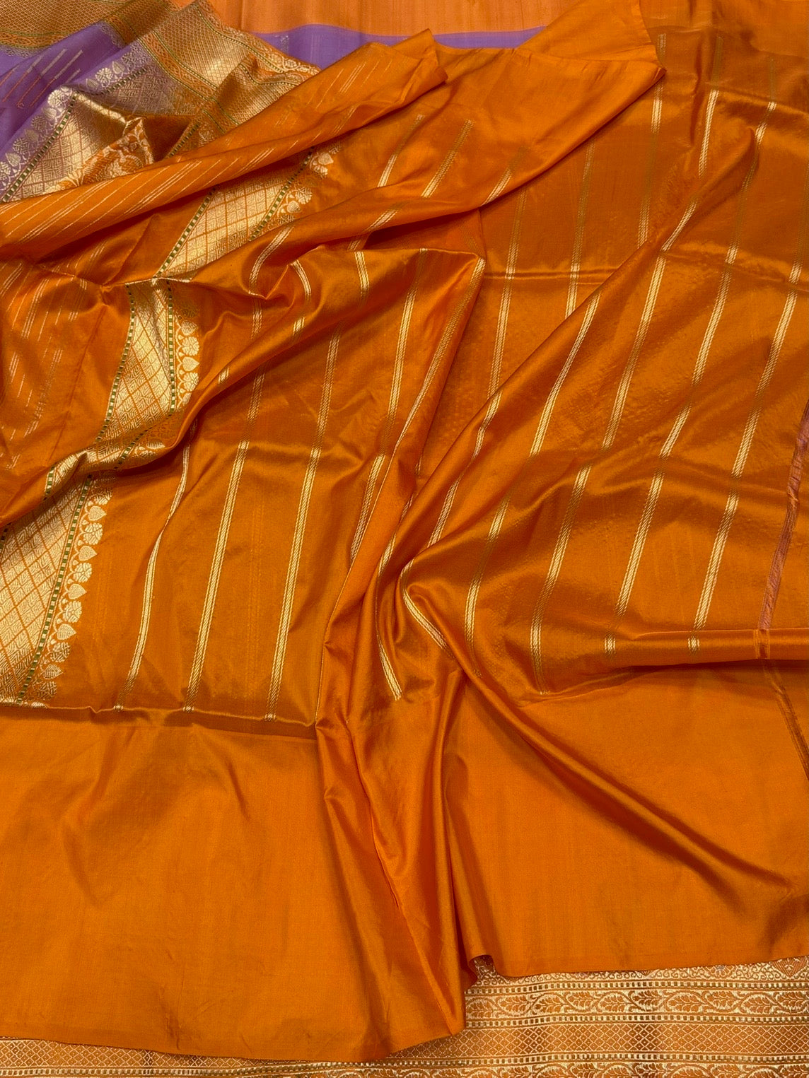 Lavender Handwoven Pure Organza Silk Saree – Kadwa Weave | 100% Pure Kora Silk | Authentic Banaras Handloom