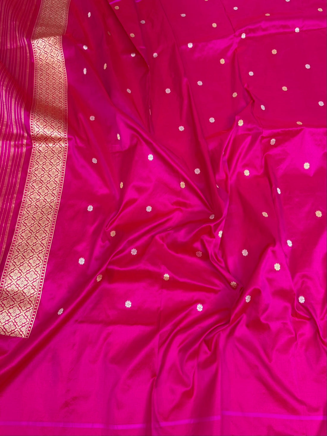 Rani Pink Handwoven Pure Banarasi Katan Silk Saree
