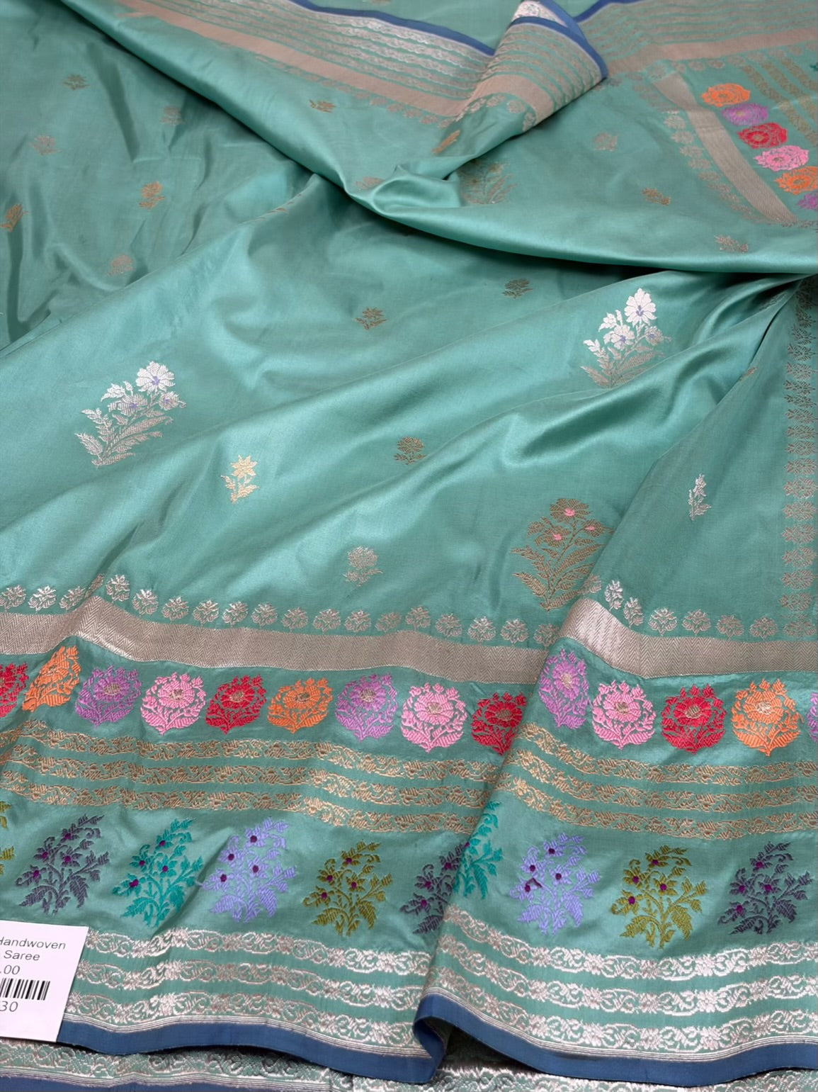 Sea Green Handwoven Pure Banarasi Katan Silk Saree