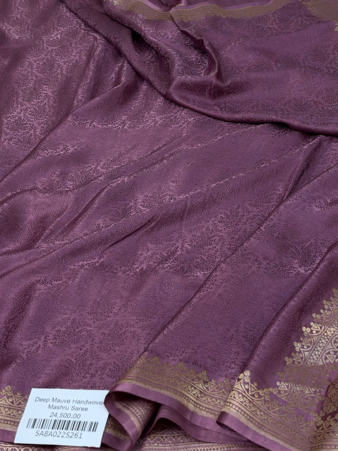 Deep Mauve Handwoven Pure Banarasi Mashru Satin Silk Saree