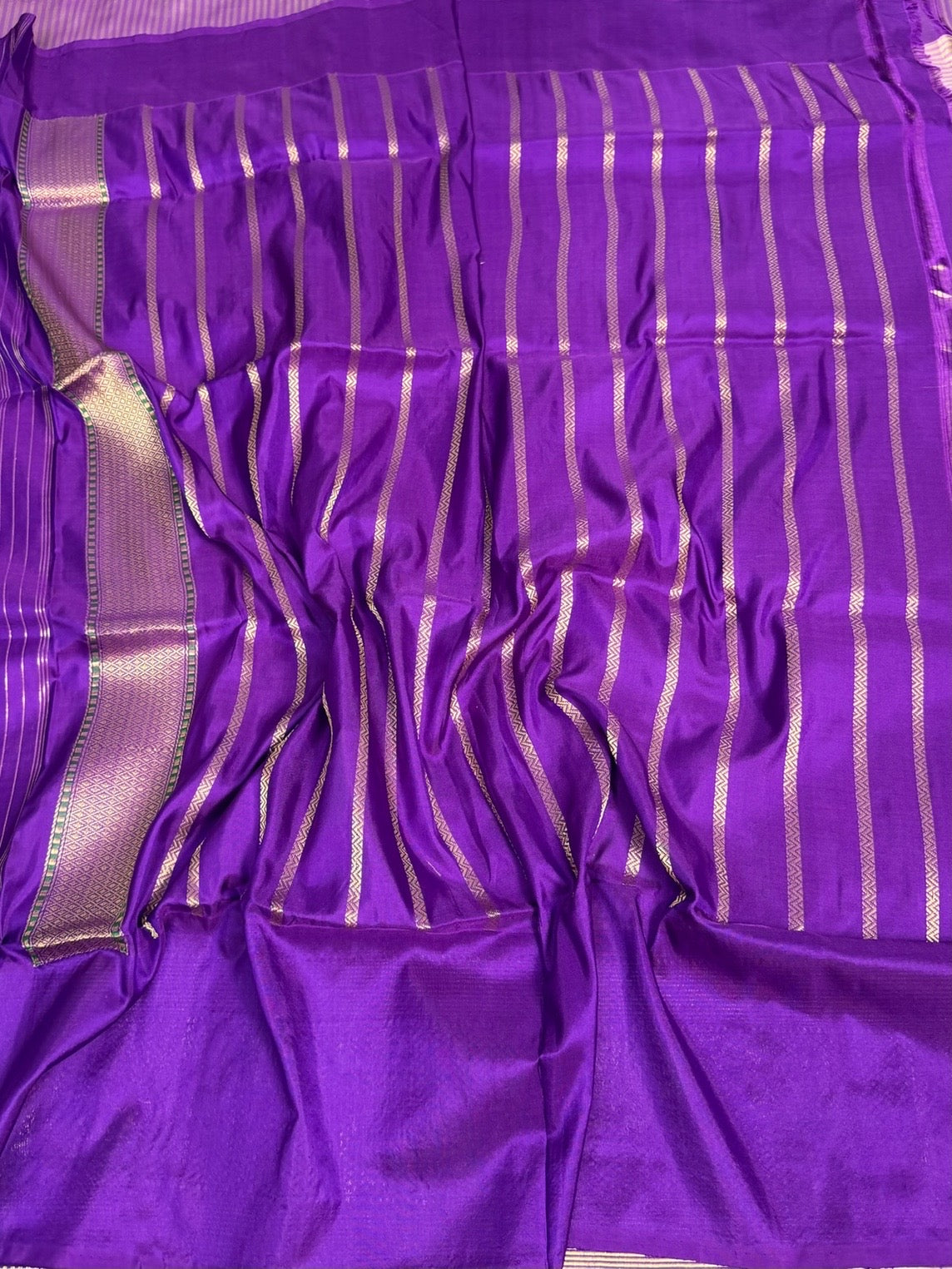 Purple Handwoven Ektara Pure Katan Silk Saree