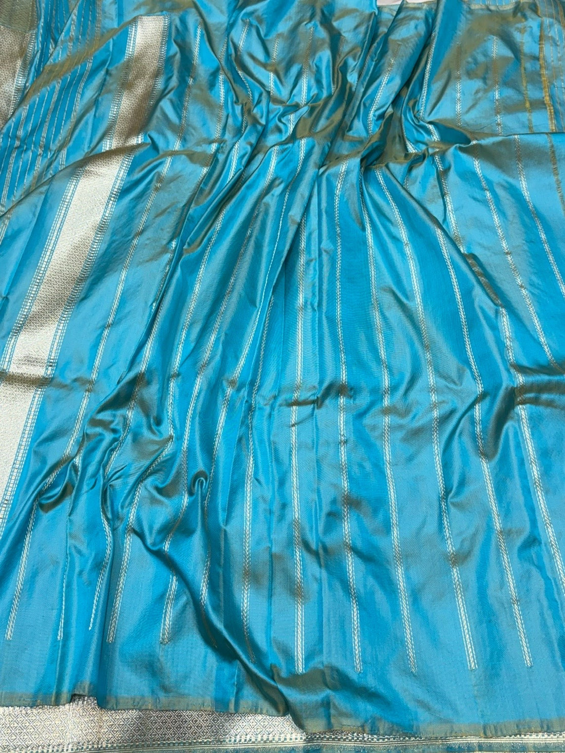 Sea Blue Handwoven Pure Banarasi Ektara Silk Saree