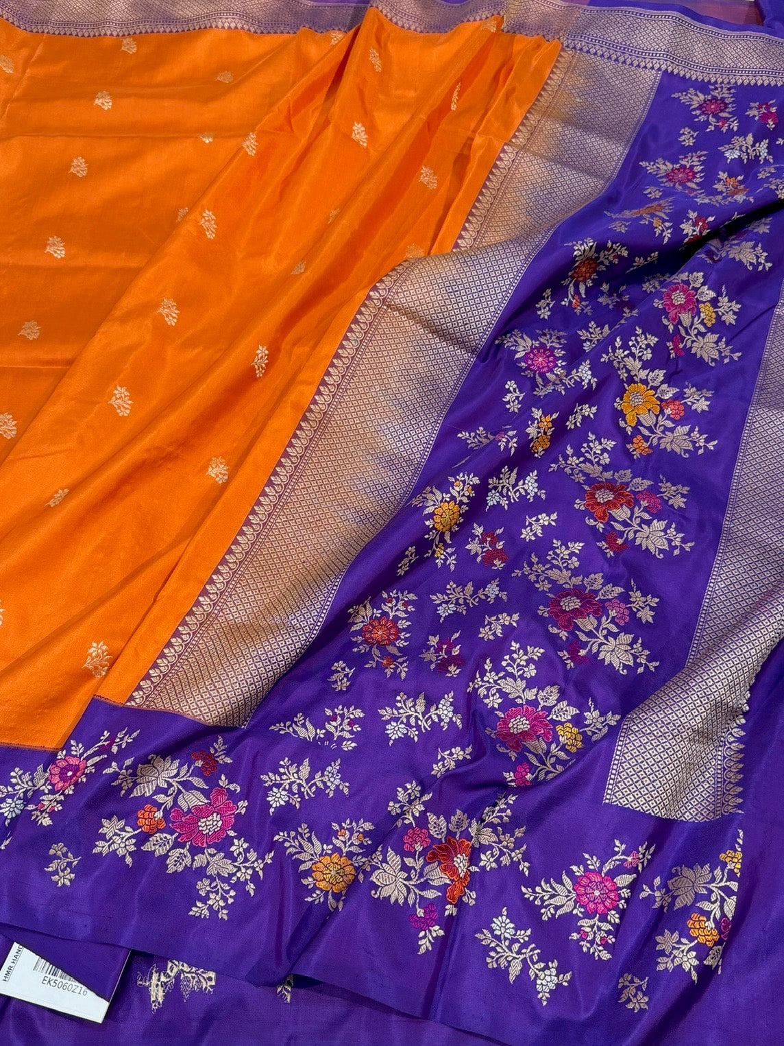 Orange Handwoven Pure Banarasi Katan Silk Saree